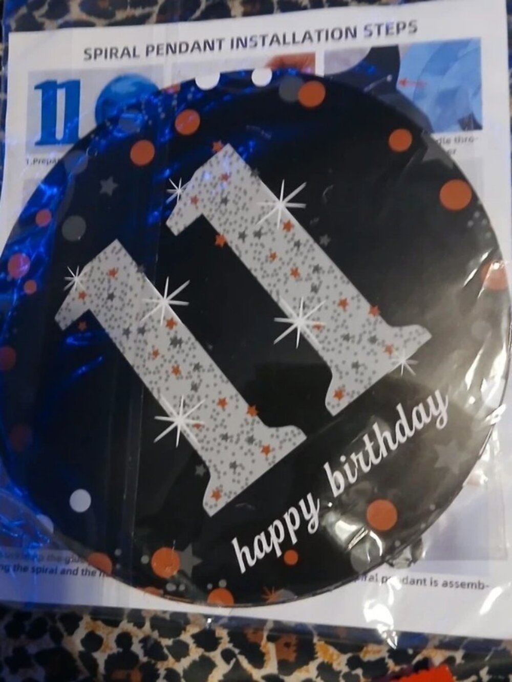 New 11th Birthday Party Decoration Kit 7-Piece Set Blue Silver Gold